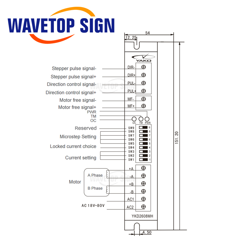 YAKO Two-Phase Stepper Motor Driver YKD2608MH-DK Use for CNC Router Machine