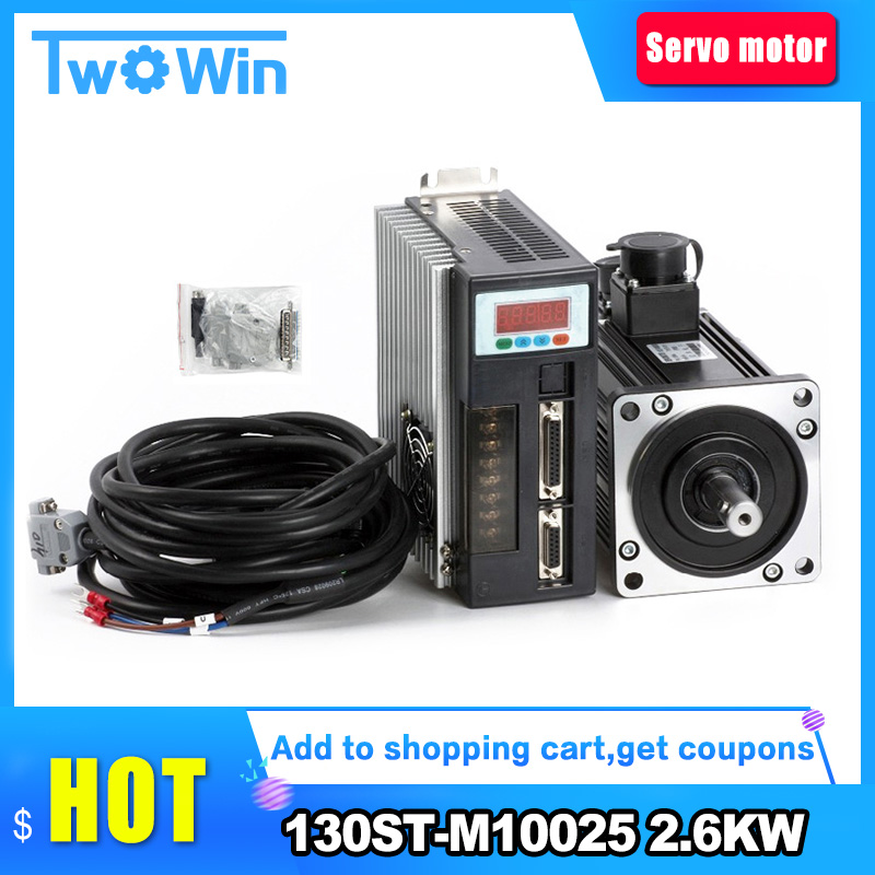 2.6KW 130ST-M10025 220V AC Servo Motor 2600W 2500RPM 10N. M. Single-Phase AC Drive Permanent Magnet Matched Driver AASD-30A