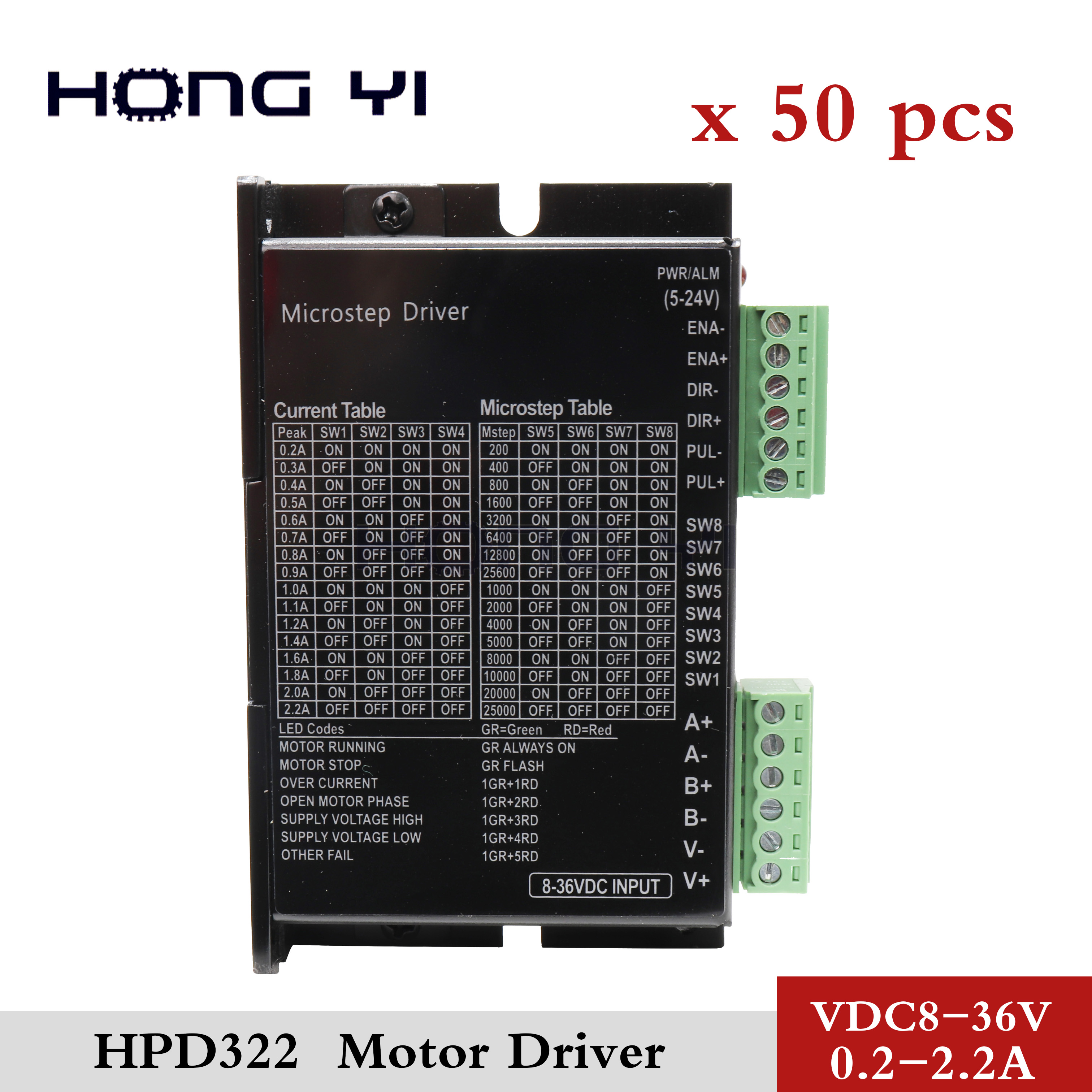 1pc DM556 2-Phase Stepper Motor Driver 42/57 Stepping Motor Driver DC 24V-50V SD 