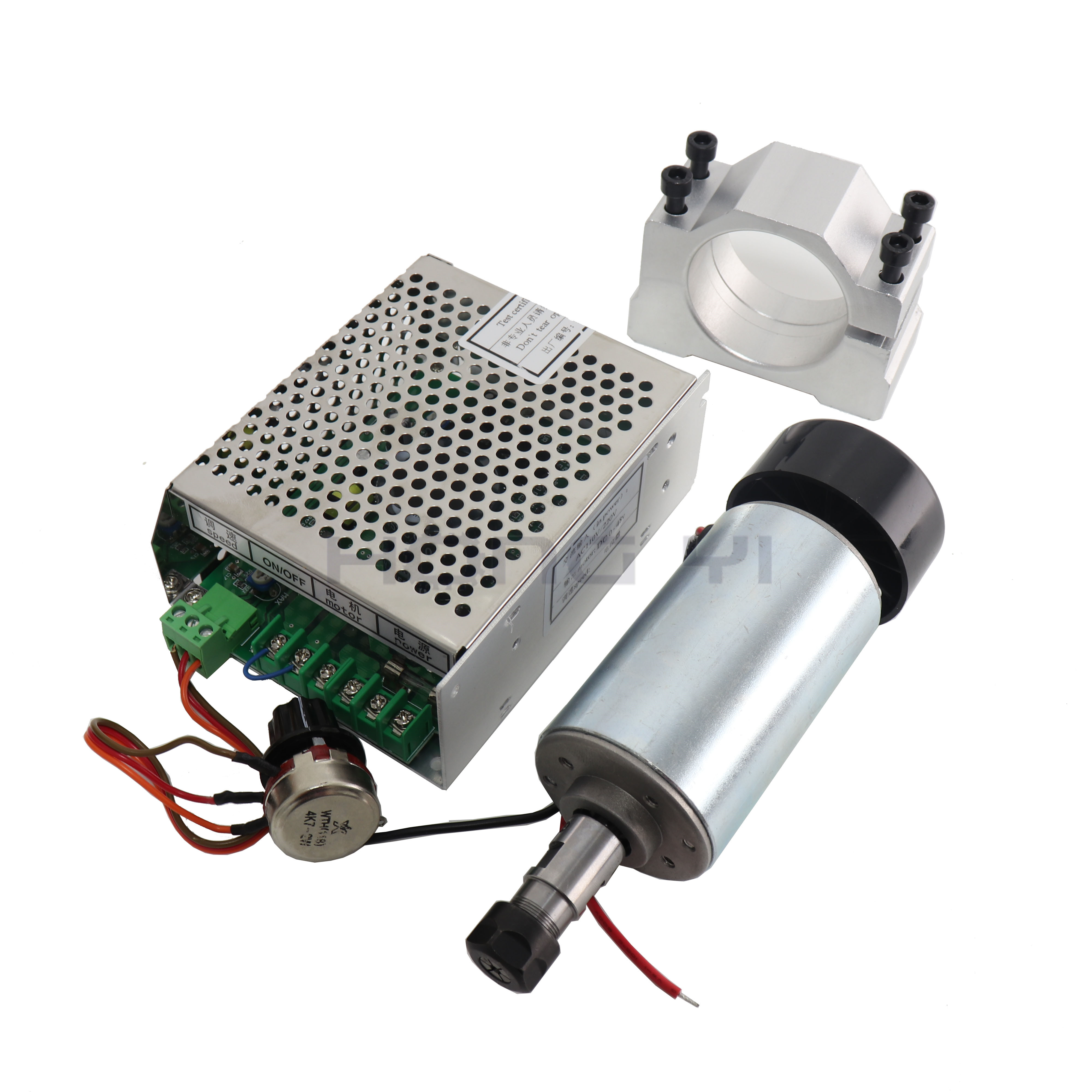 0.3KW Air Cooled Spindle ER11 Chuck CNC 300W 500W Spindle Motor + 52mm Clamps + Power Supply Speed Governor for PCB Engraving