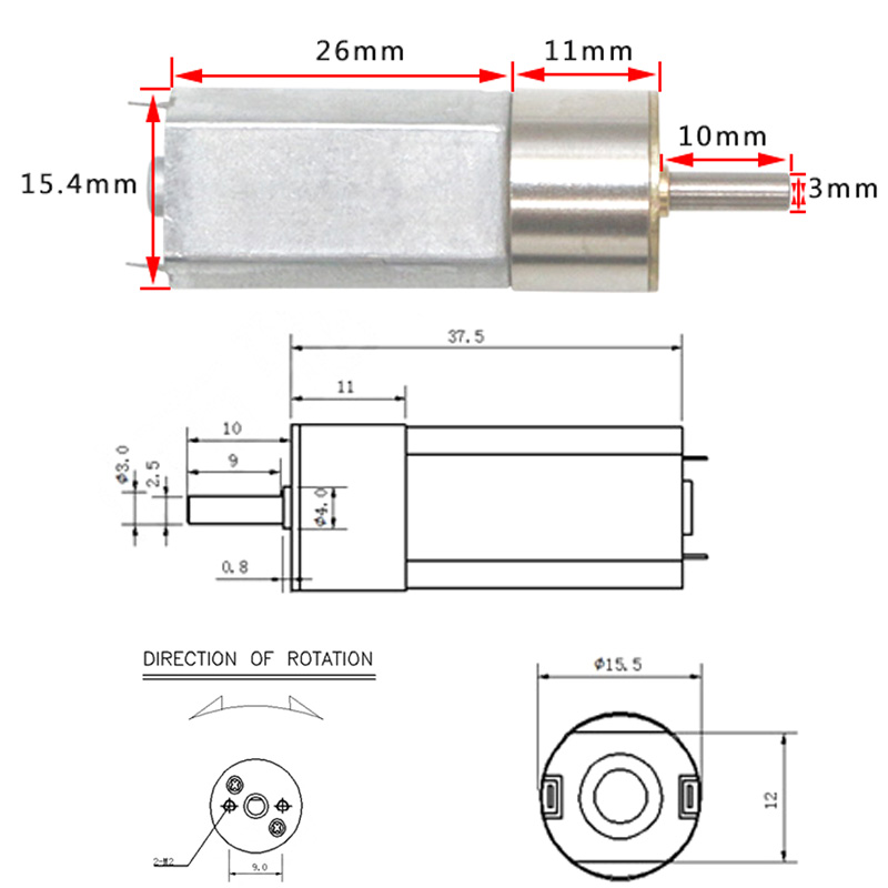 Micro Mini DC Gear Motors 12V Low Speed 33-340RPM In DC Motor Adjustable Speed Reversed for DIY Toys Water Light Needle Robot