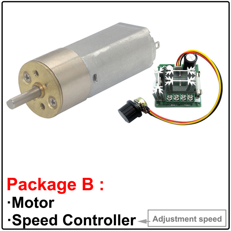 Micro Mini DC Gear Motors 12V Low Speed 33-340RPM In DC Motor Adjustable Speed Reversed for DIY Toys Water Light Needle Robot