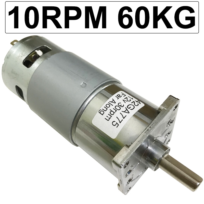 DC 12V-24V 60RPM Slow Speed Micro 37mm Large Torque Metal Gear Reduction Motor 