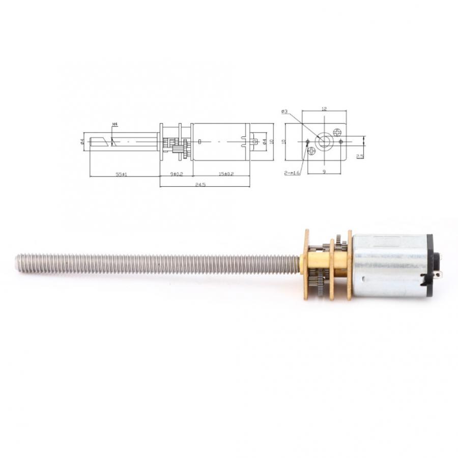 N20 Gear Motor Lead Screw Speed Reduction Motor M4x55mm Ball Screw Speed Reducer 3V Electric Motor