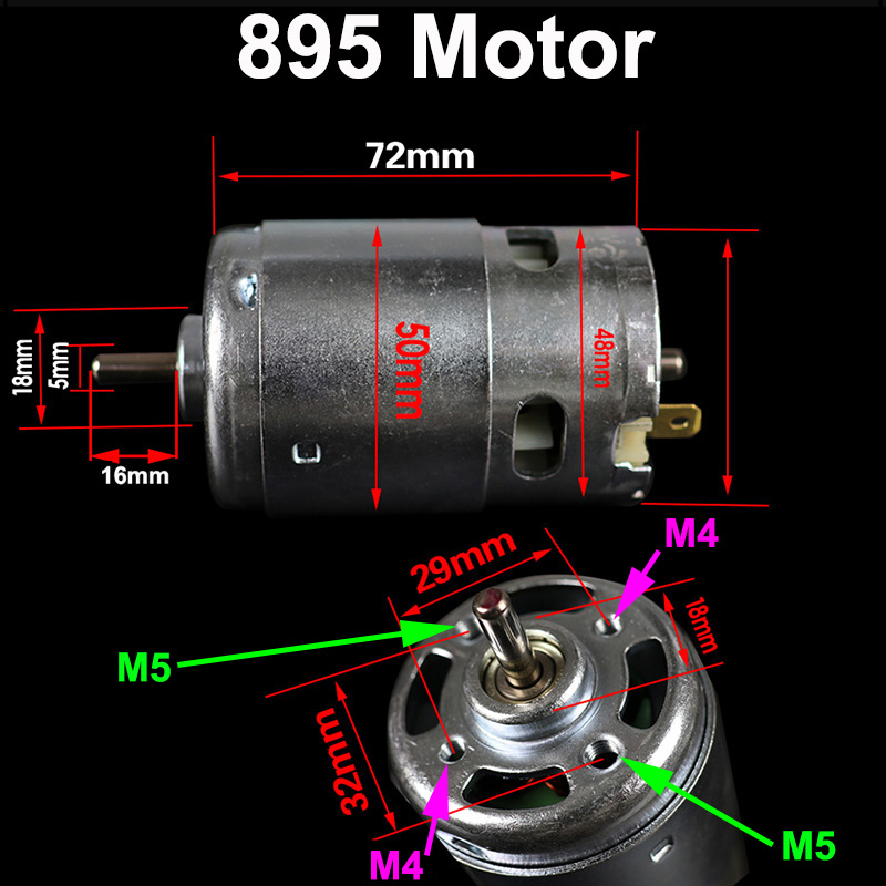 895 High Torque High RPM DC Motors 12V 24V 3000/6000/9000/12000/18000RPM Use for Scooter Cutting Machine Electric Grinder Motor