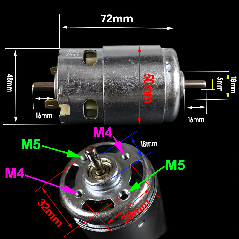 Powerful 12V Electric DC Motor 895 High Speed 6000/12000RPM Reversible Use for Scooter Electric Grinder Cutting Machine, Etc.