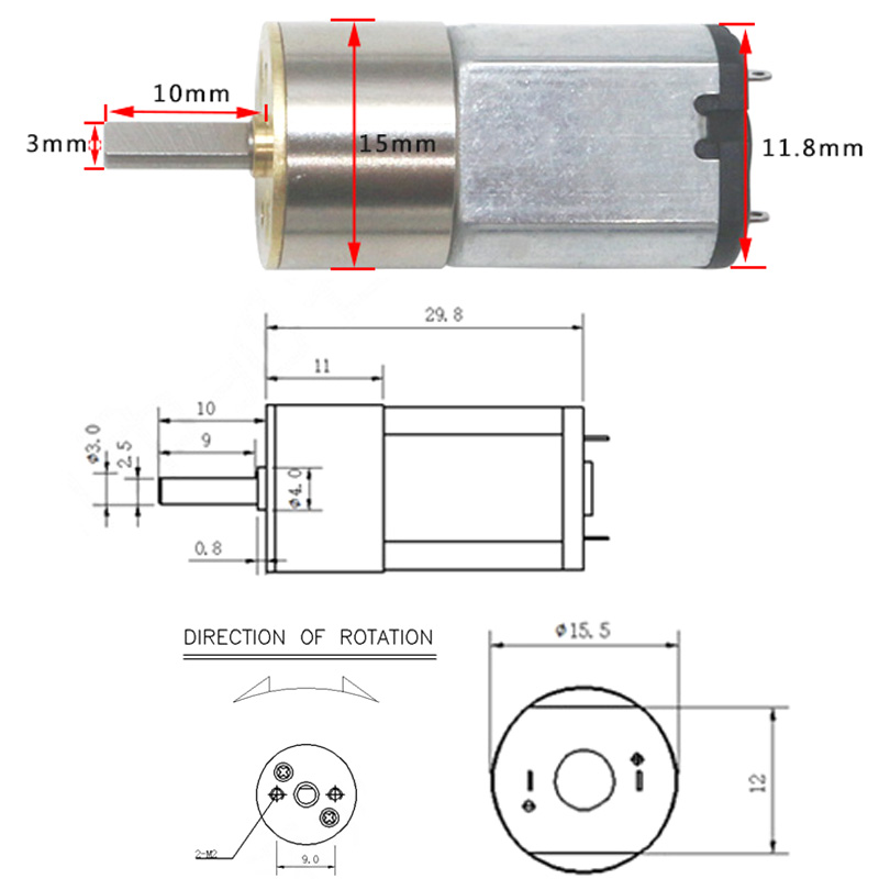Mini Micro Low Speed DC Metal Gear Motors 6V Adjustable Speed & Reversible In DC Motor for Toys Smart Lock Electric Toothbrush