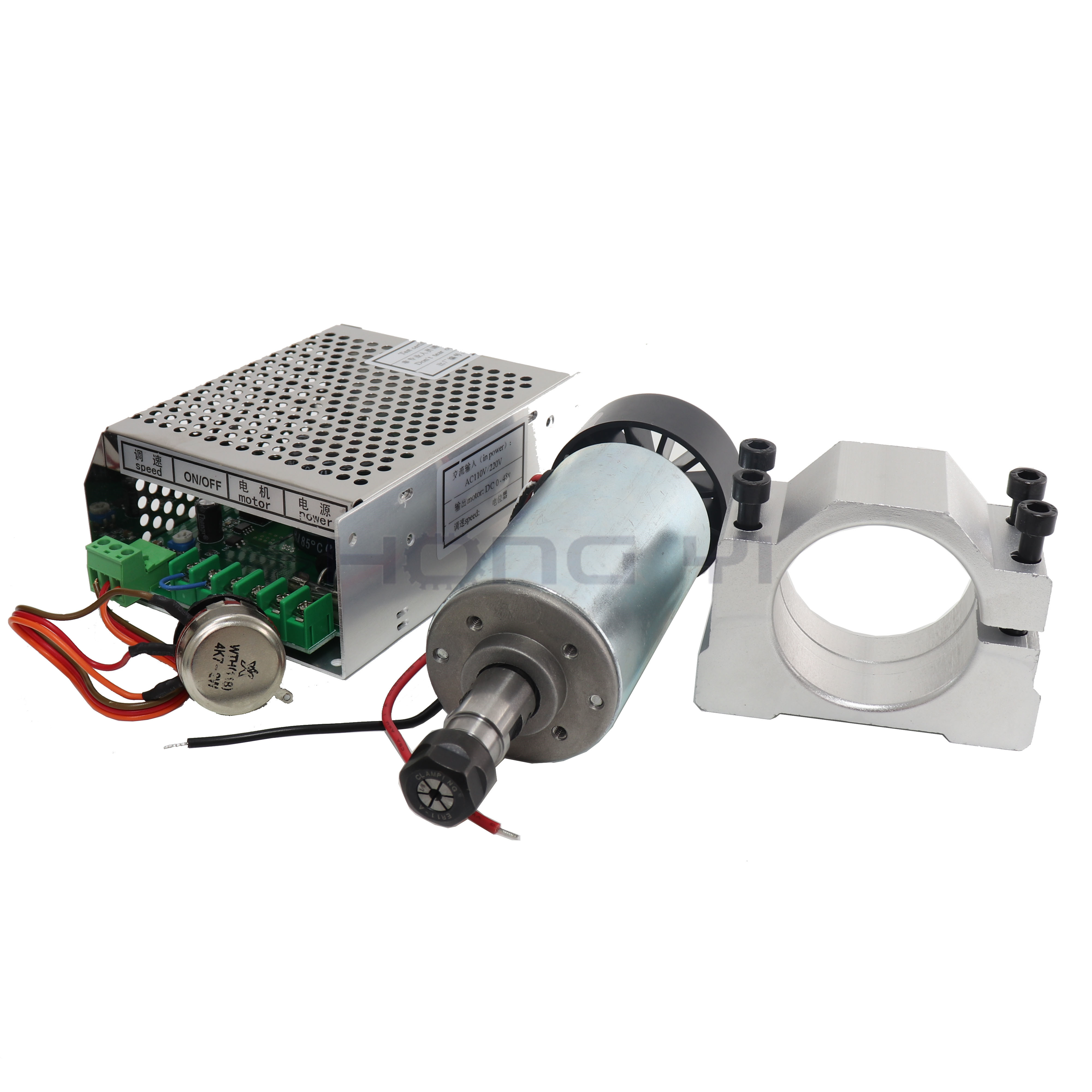 Free Shipping 300w DC Spindle Motor + 52 Mm Clamp (Send Four Screws) + Power Governor + 13 PCS ER11 Collet for PCB