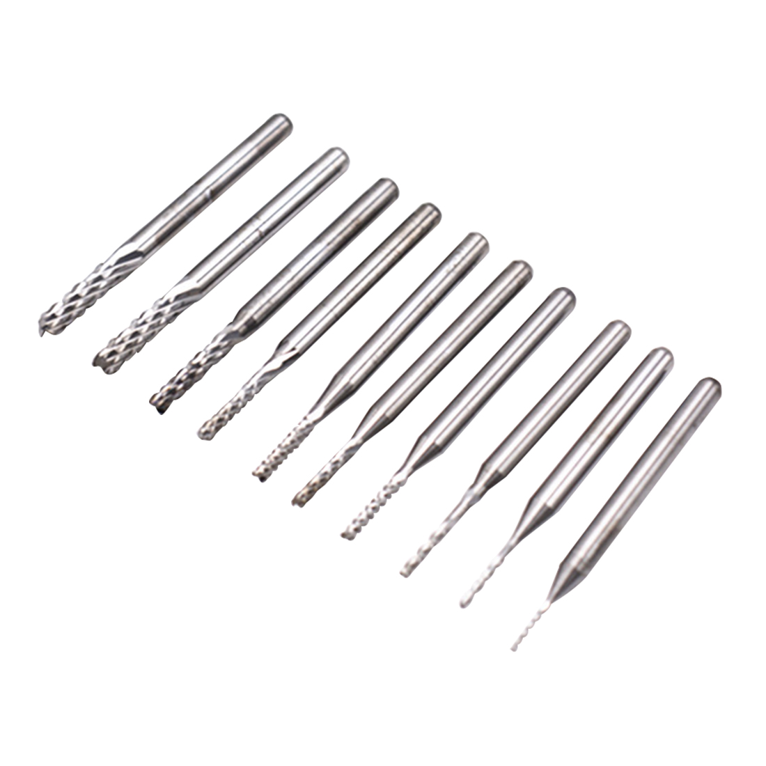10pcs/Set 1/8 0.8-3.175mm Twist Drill Bits Engraving Cutter Rotary CNC End for PCB Wood Metal Drill Bit Tool Sliver