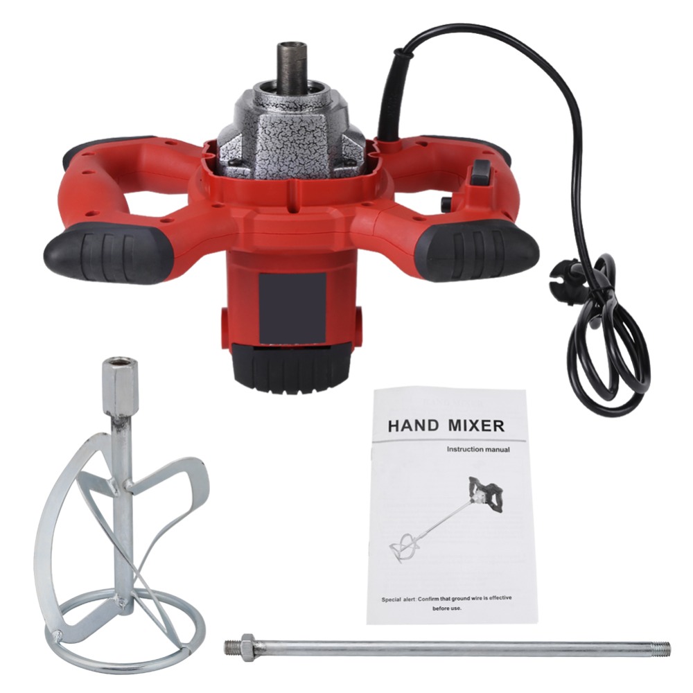 1500W AC 220V Handheld 6- Electric Mixer for Stirring Mortar Paint Cement Grout for Mixing Feed Food Paint Cement Etc