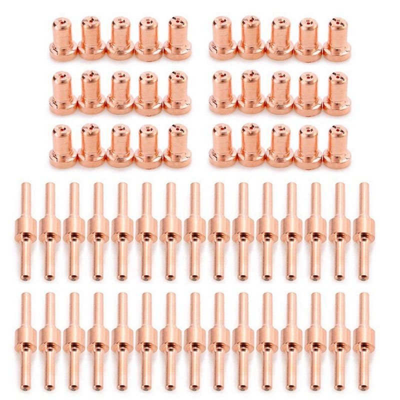 60pcs Red Copper Extended Long Plasma Cutter Tip Electrodes&Nozzles Kit Mayitr Consumable for PT31 LG40 40A Cutting Welder Tor