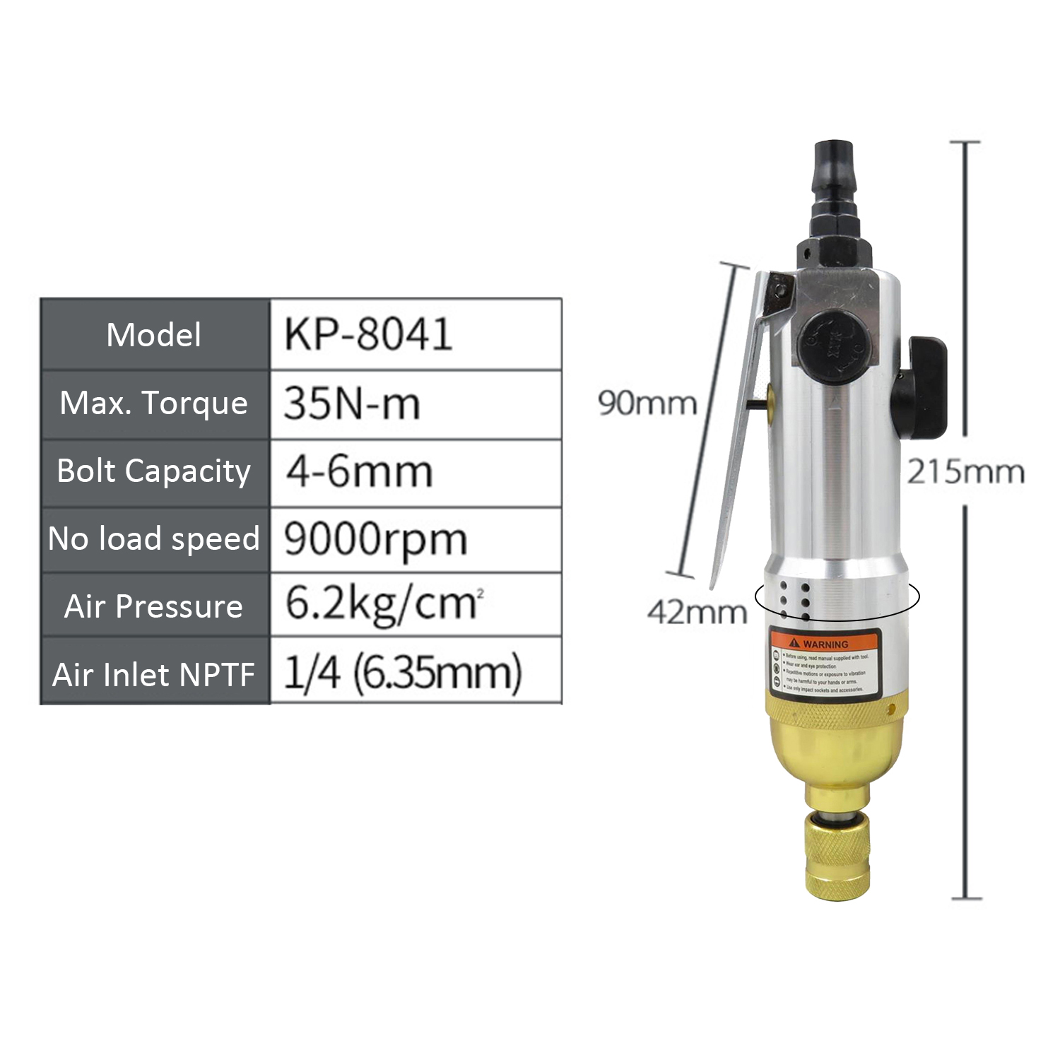 1/4" Pneumatic Air Screwdriver Straight Hand Industrial 9000rpm Reversible Screw Driver Pneumatic Tools