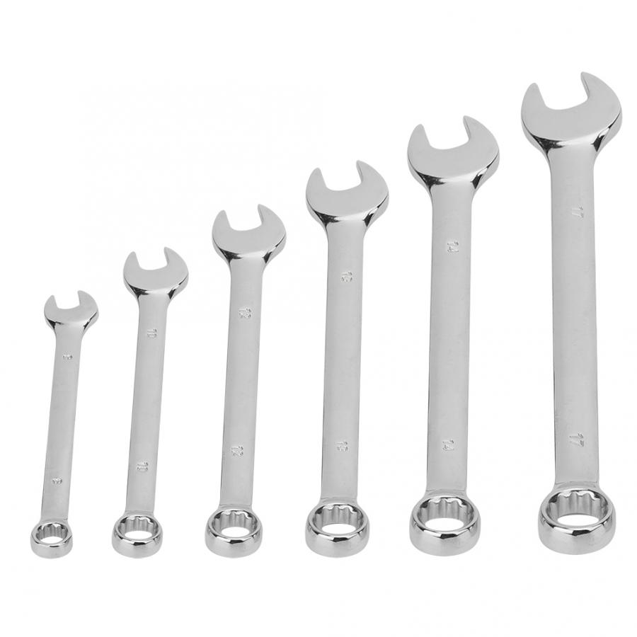 6Pcs Metric Wrench 45# Steel Multifunctional Double Head Spanner with Portable Storage Box