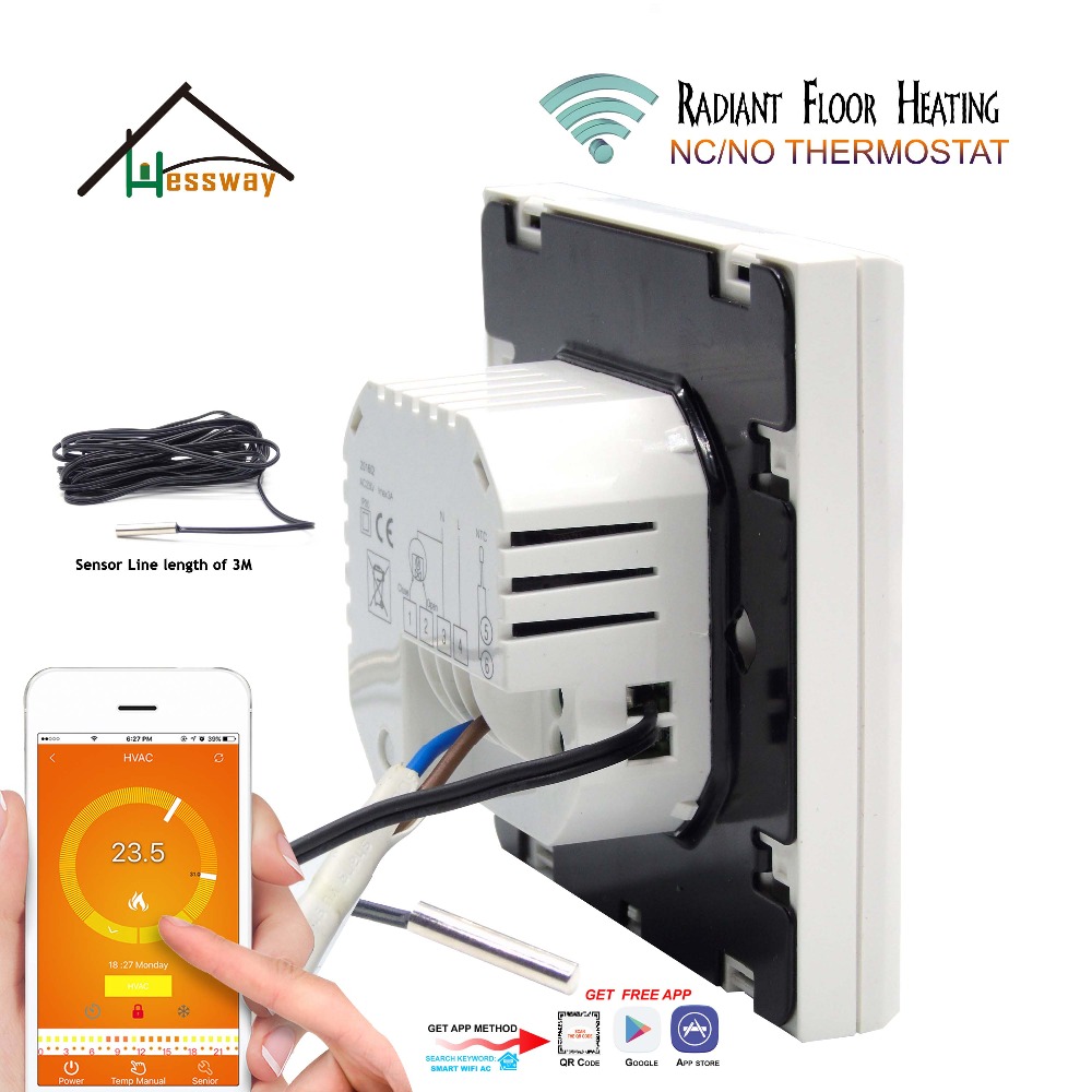 WiFi Touch Thermostat Programmable Temperature Controller for Water Heating/Radiator Valve/Radiator by Smart Phone Android ISO