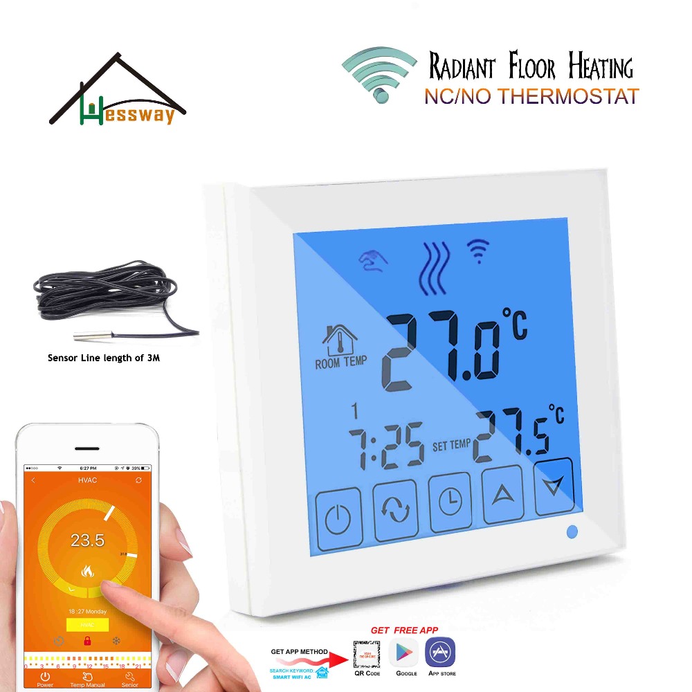 WiFi Touch Thermostat Programmable Temperature Controller for Water Heating/Radiator Valve/Radiator by Smart Phone Android ISO