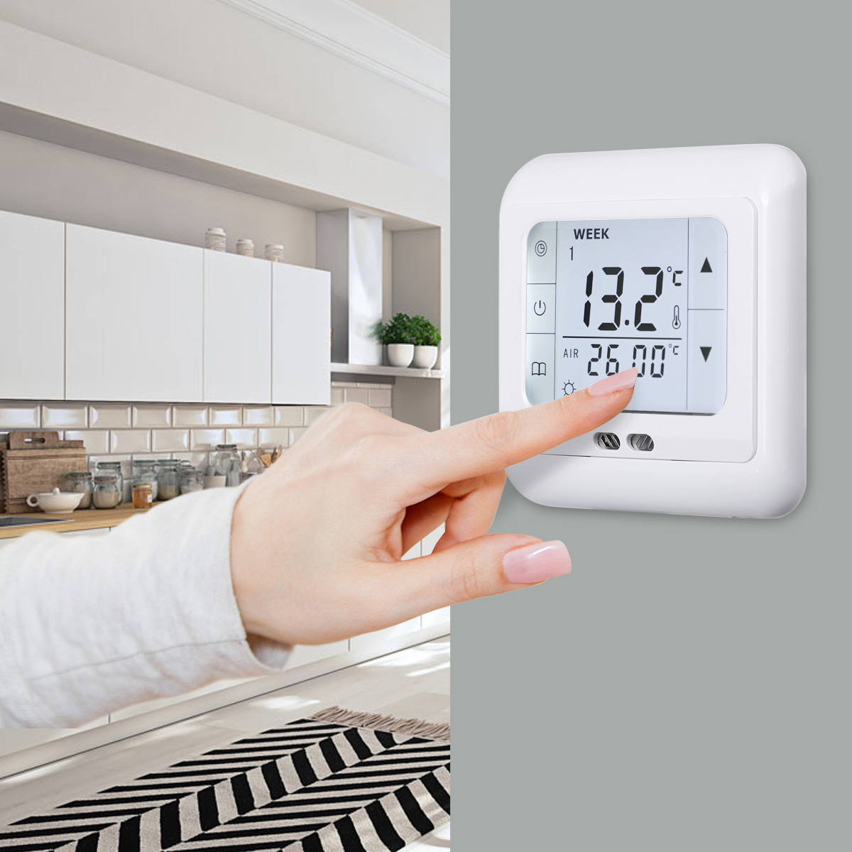 Floureon Thermostat BYC07. H3 Touch Screen Electric Underfloor Heating Temperature Controller Weekly Programable Thermoregulator