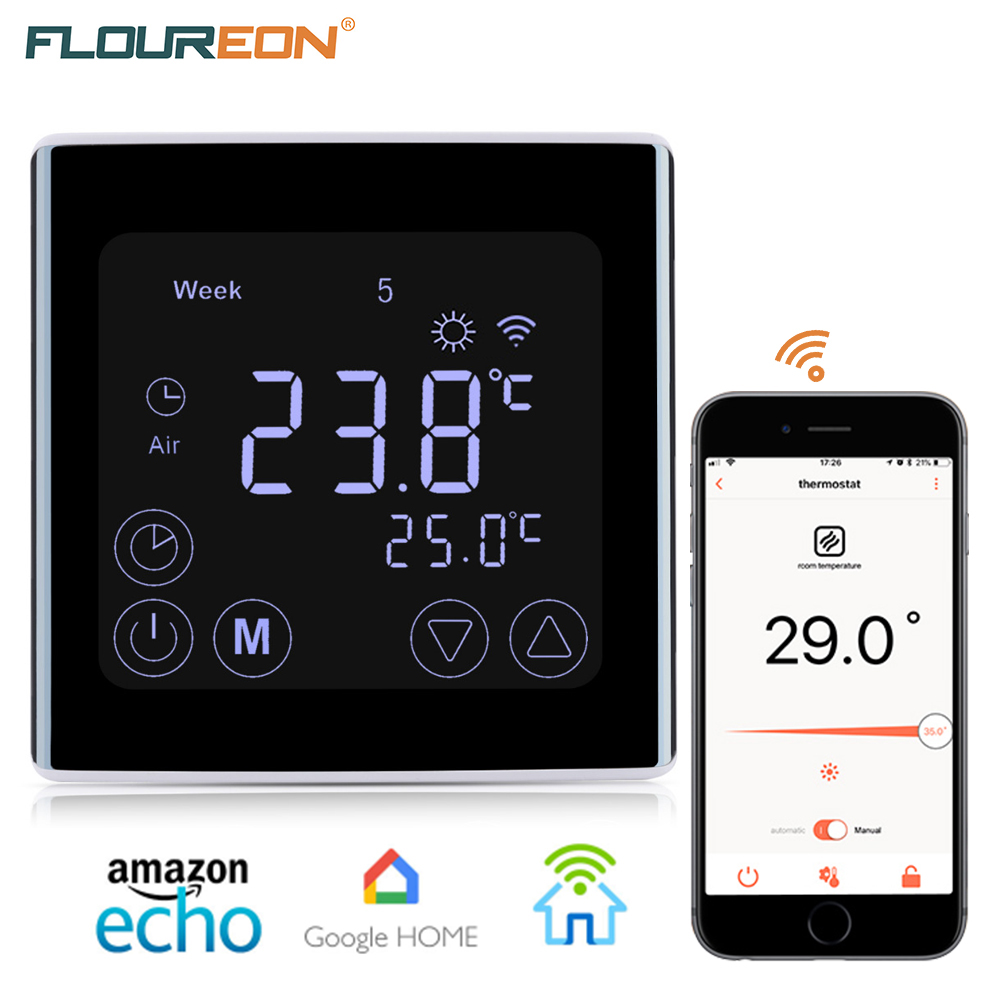 FLOUREON WiFi Thermostat Regulator App Control Programmable Floor Heating Wireless Temperature Controller for Smart Home