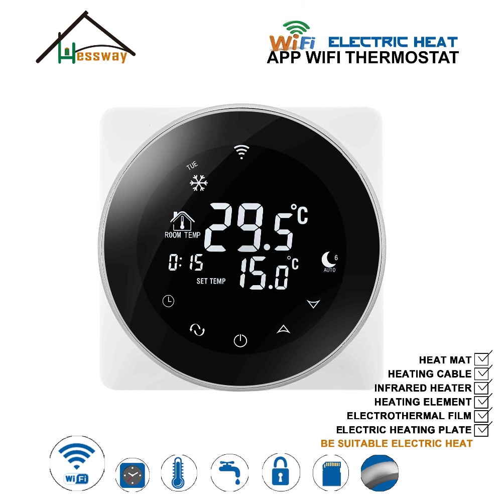 EU Programmable Double Sensor Electric Temperature Controller WiFi THERMOSTAT 16A Heating Cable for Graphene Heating Film