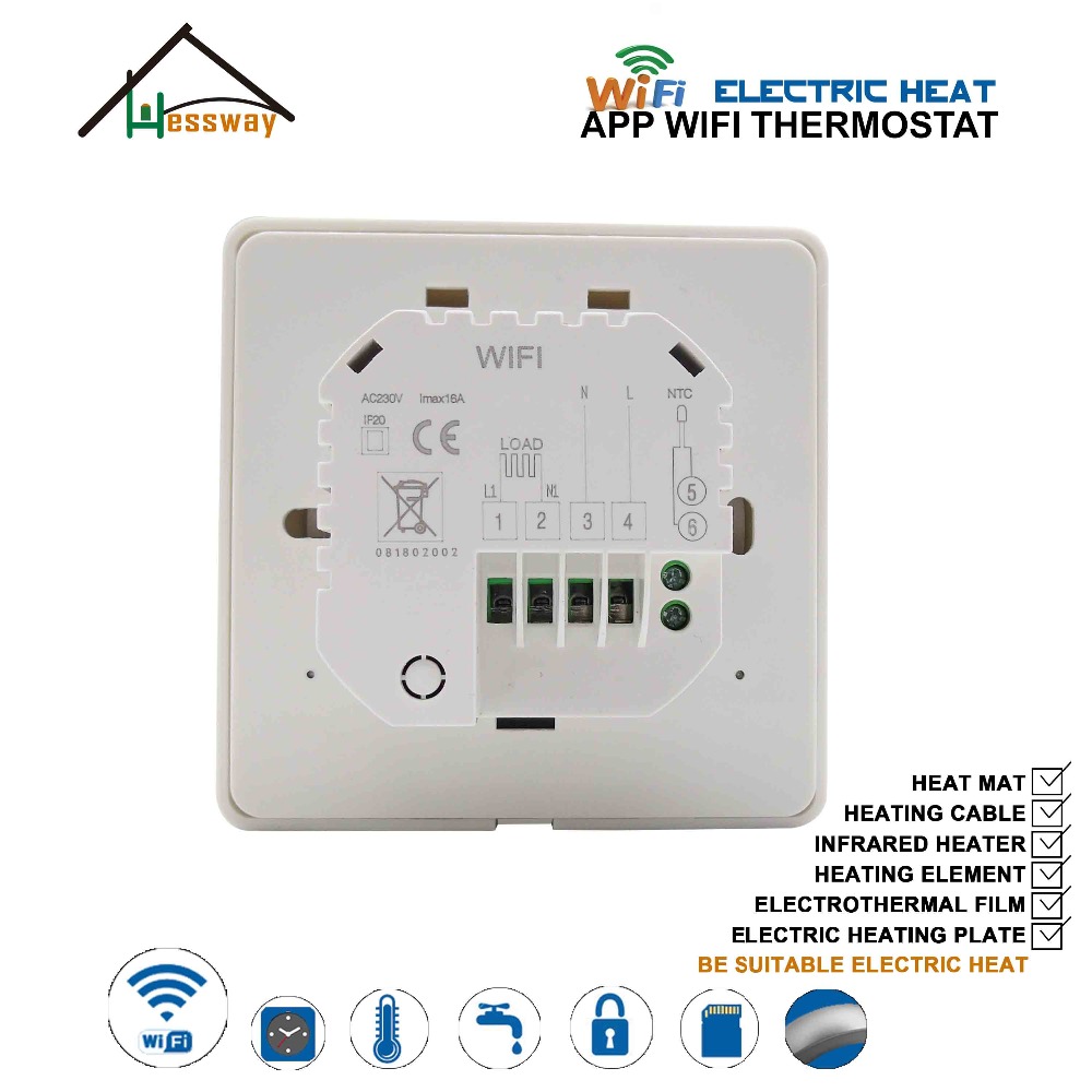 EU Programmable Double Sensor Electric Temperature Controller WiFi THERMOSTAT 16A Heating Cable for Graphene Heating Film