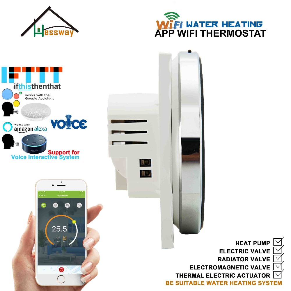 95-240VAC WiFi Controlled Thermostatic Radiator Valve Thermostat Google Home Control for Floor Heating 3A Electric Actuator