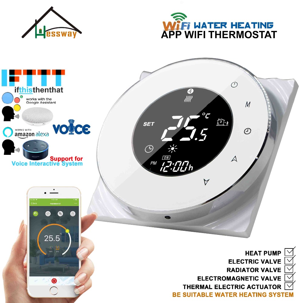 95-240VAC WiFi Controlled Thermostatic Radiator Valve Thermostat Google Home Control for Floor Heating 3A Electric Actuator