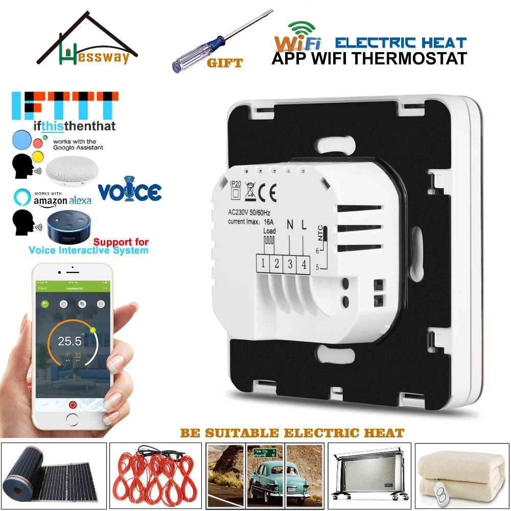 Double Sensor 16A Weekly Programmable Underfloor Heating Central Heating Thermostat WiFi APP for Interactive Voice Response