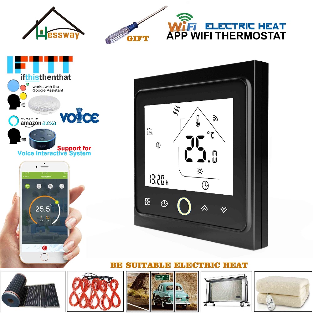 Double Sensor 16A Weekly Programmable Underfloor Heating Central Heating Thermostat WiFi APP for Interactive Voice Response