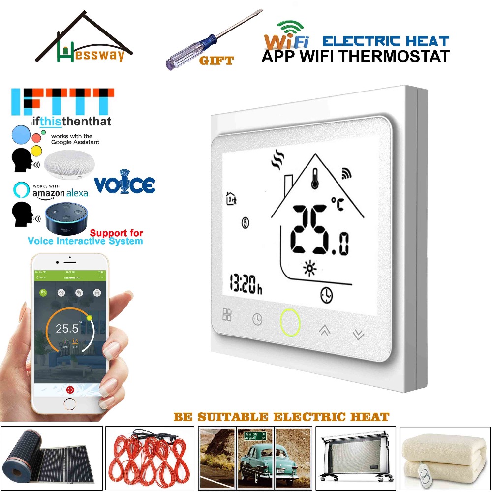 Double Sensor 16A Weekly Programmable Underfloor Heating Central Heating Thermostat WiFi APP for Interactive Voice Response