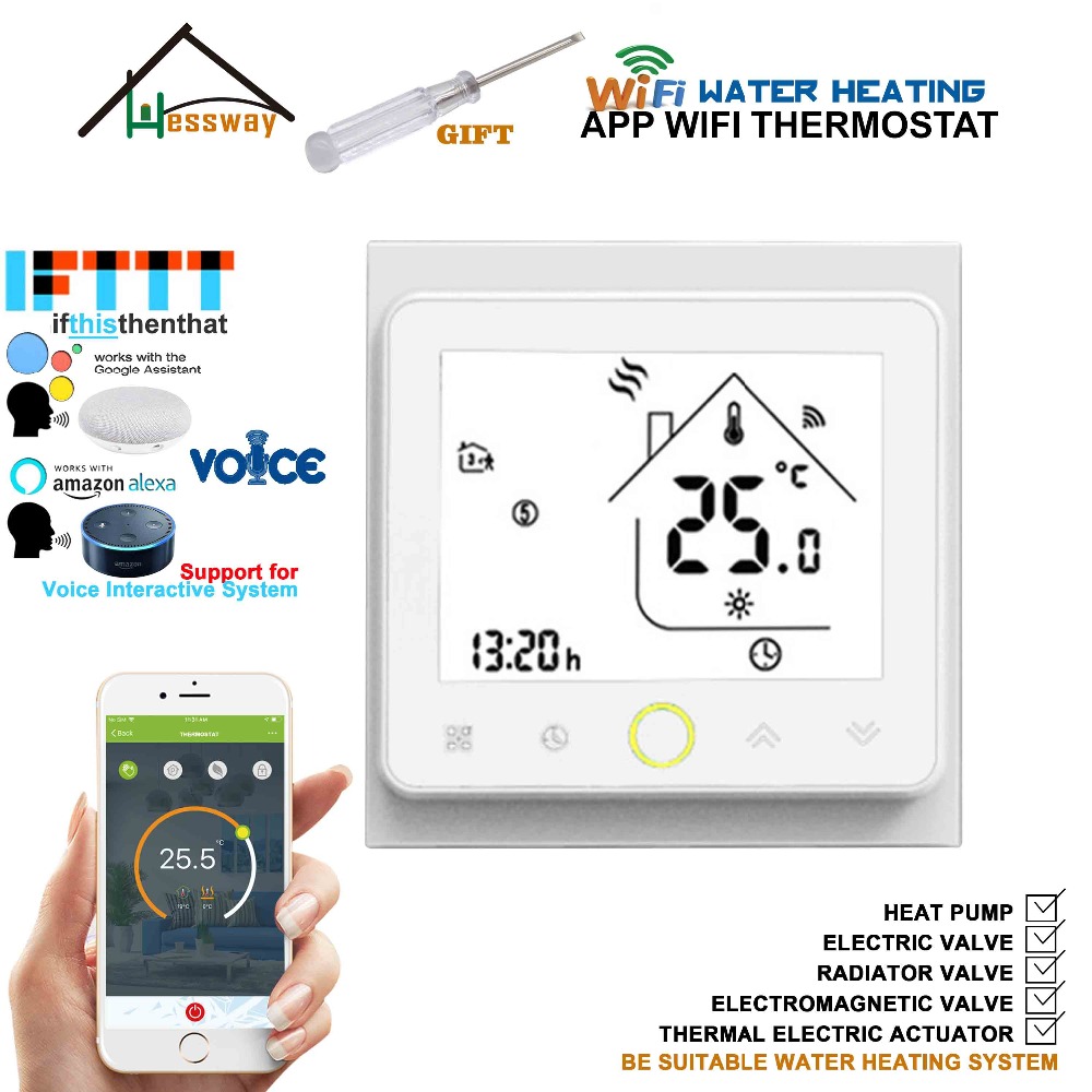 WiFi Radiator Thermostat Programmable Temperature Controller Voice Interaction Alexa Google Home Control for Floor Heating 3A