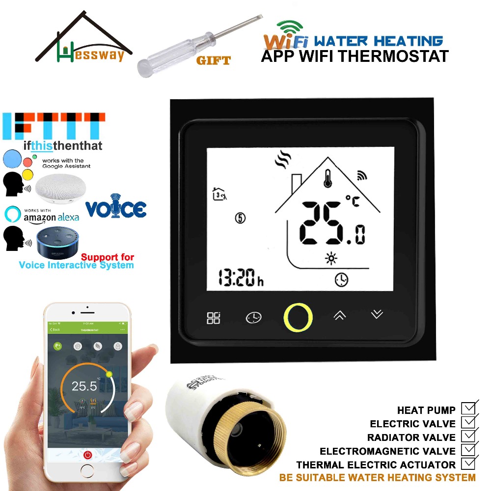 WiFi Radiator Thermostat Programmable Temperature Controller Voice Interaction Alexa Google Home Control for Floor Heating 3A