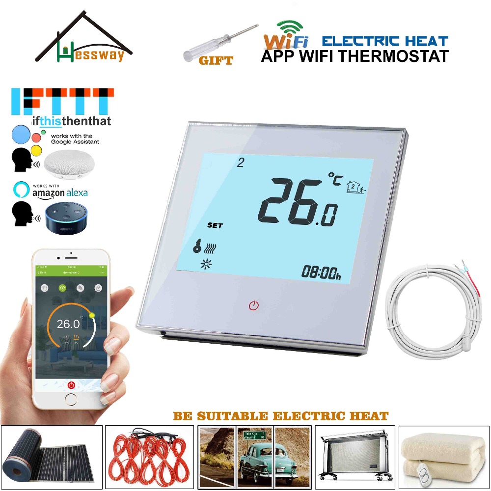 95-240VAC 16A Dual Sensor on/off Electric Heating WiFi Wireless Heating Thermostat Control for White, Black Optional