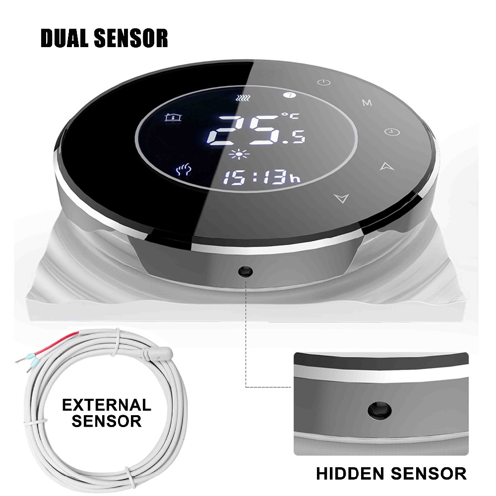 16A 250V Dual Sensor Floor Heating Thermostat Sensor WiFi Wireless Temperature Controller for Works with Alexa Google Home