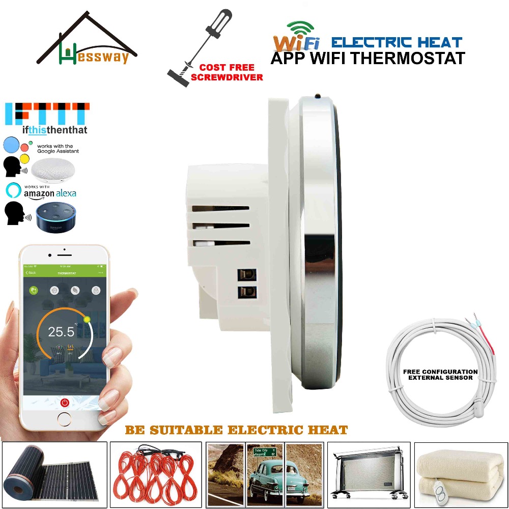 16A 250V Dual Sensor Floor Heating Thermostat Sensor WiFi Wireless Temperature Controller for Works with Alexa Google Home