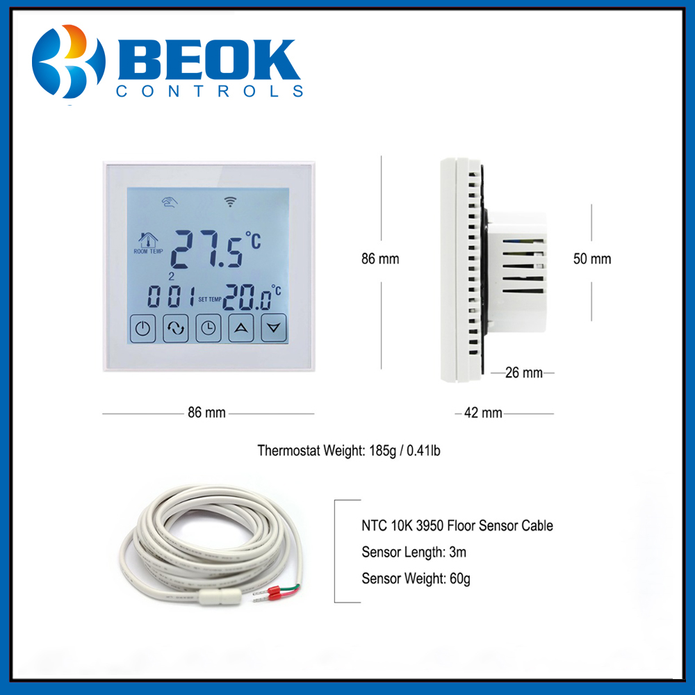 Beok Remote Control TDS23WIFI-EP Thermostat with Large Touch Screen Display Electric Temperature Controller