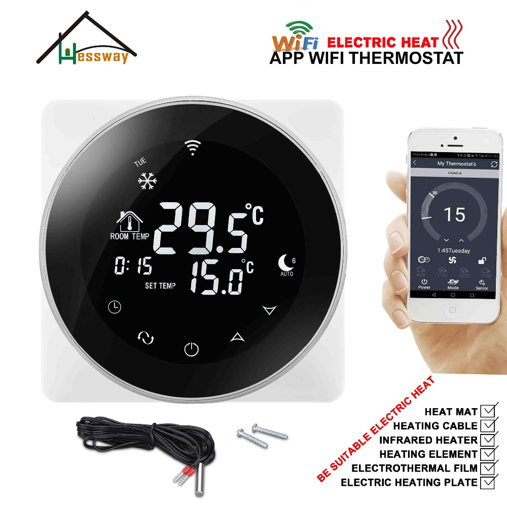 HESSWAY Double Sensor Electric Temperature Controller WiFi THERMOSTAT 16A for Heat Control