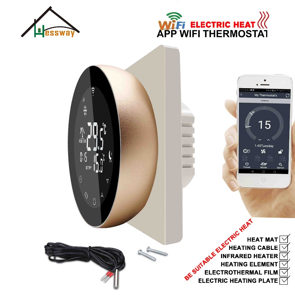 HESSWAY Double Sensor Electric Temperature Controller WiFi THERMOSTAT 16A for Heat Control
