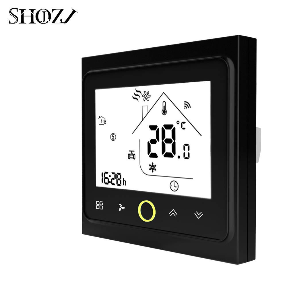 Programmable WiFi Central Air Conditioner Thermostat Temperature Controller 2 Pipe 4 Pipe Fan Coil Unit Work with Alexa Google