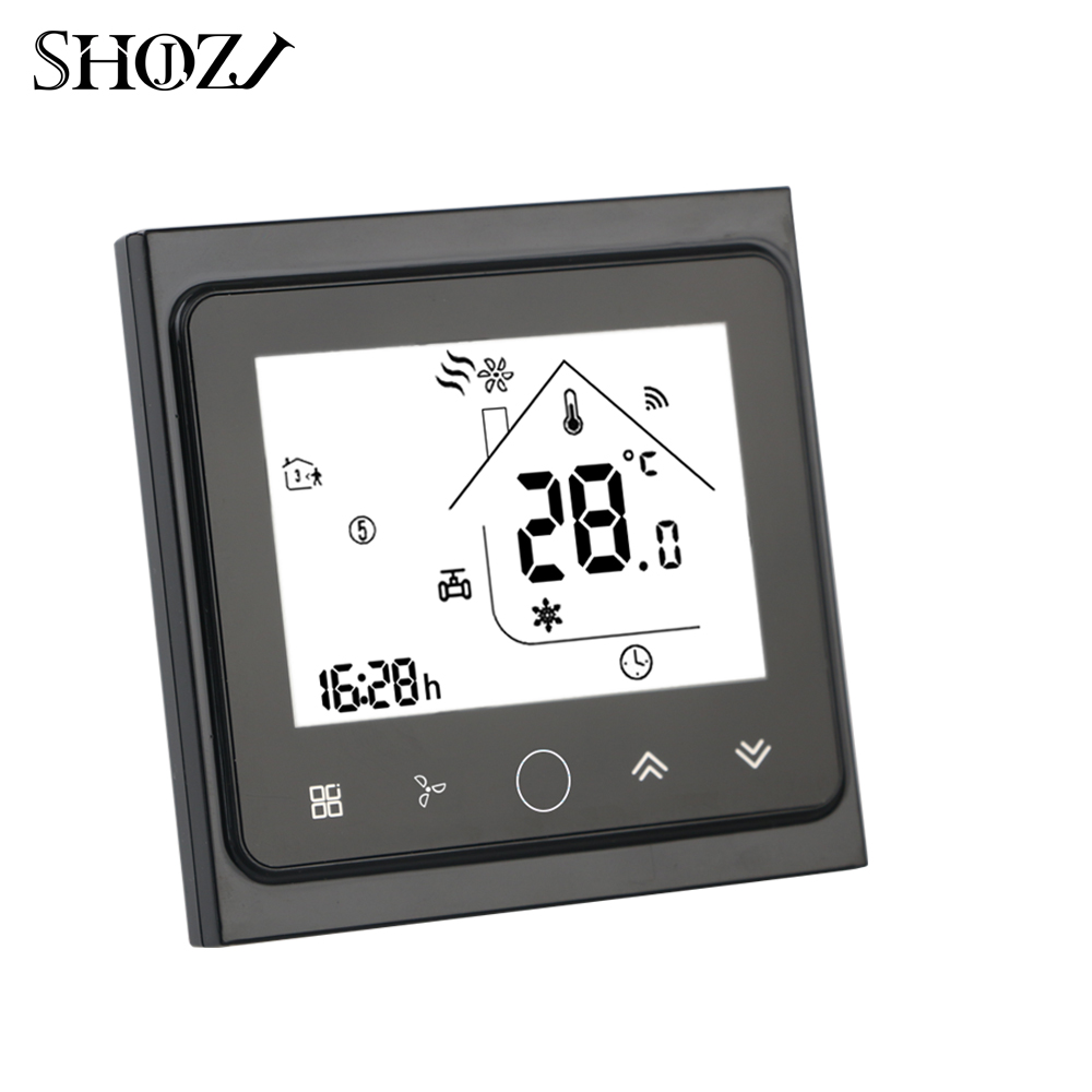 Programmable WiFi Central Air Conditioner Thermostat Temperature Controller 2 Pipe 4 Pipe Fan Coil Unit Work with Alexa Google