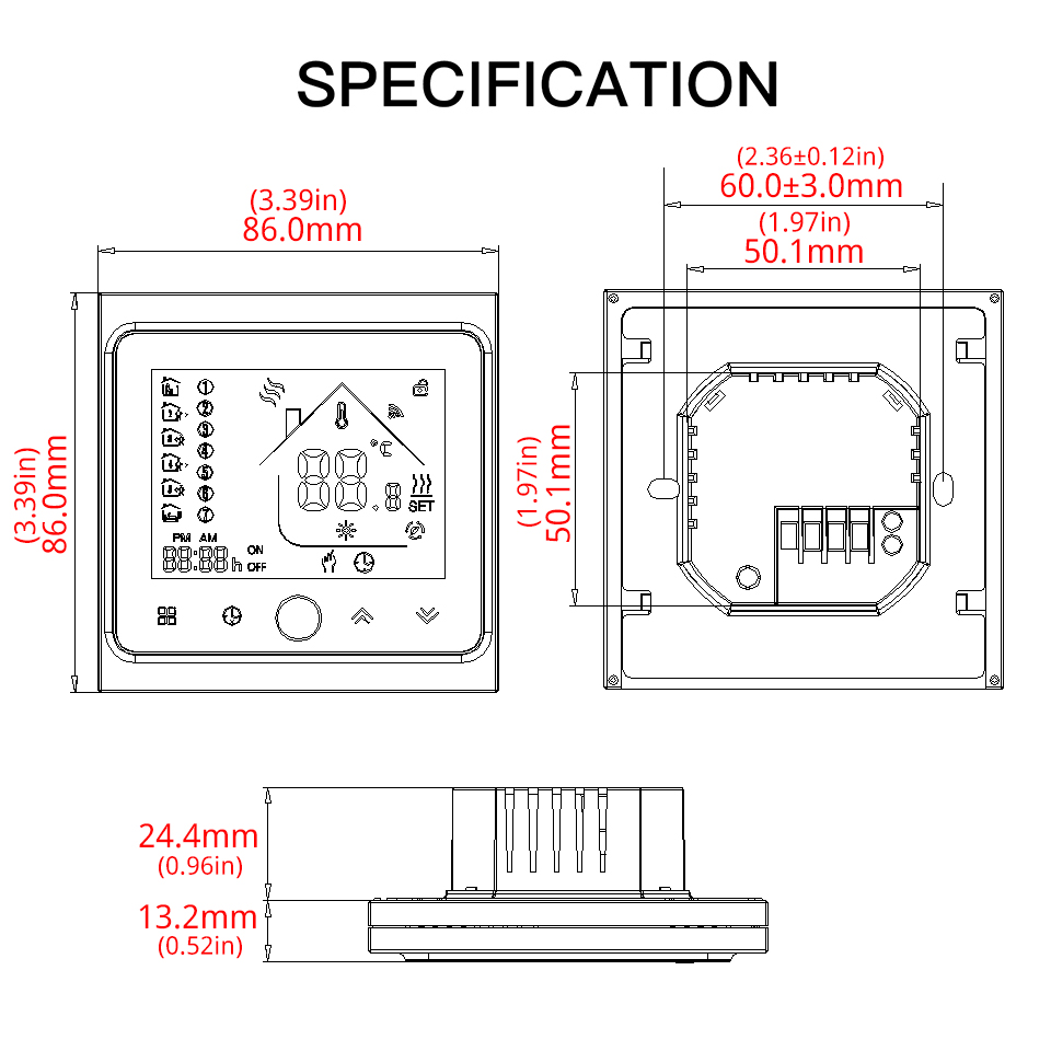 Smart Thermostat WiFi Temperature Controller Smart Life APP Remote Control for Electric Heating Works with Alexa Google Home 16A
