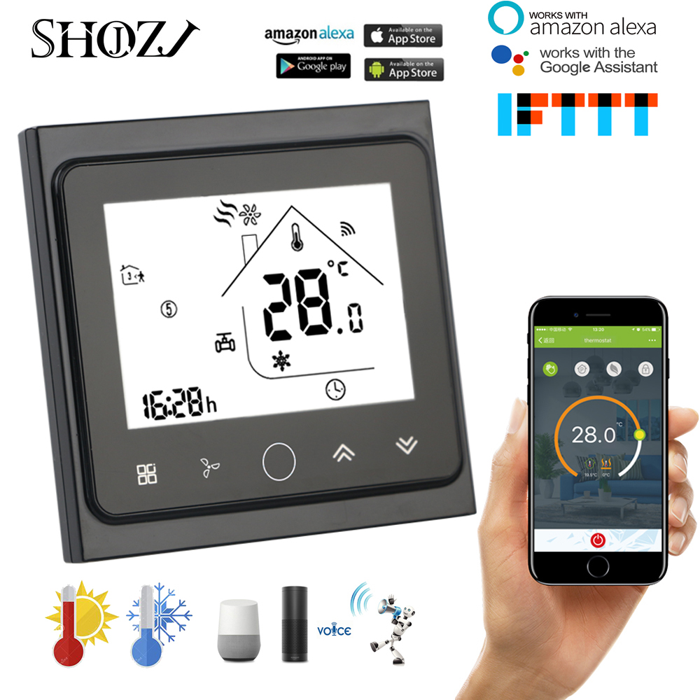 Heating Temperature Controller Fan Coil Units & Room Thermostat for Central Air Conditioner Cooling Work with Alexa Google Home