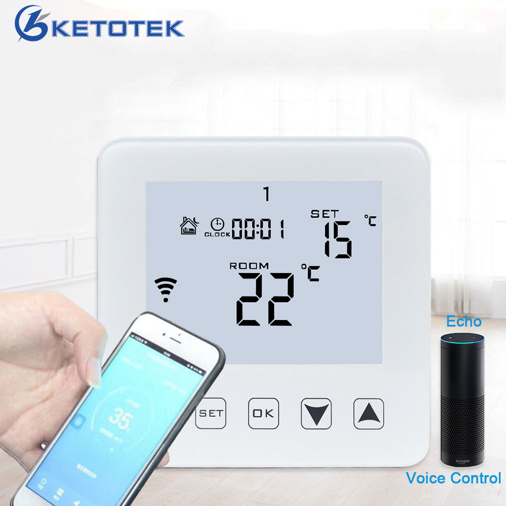 16A WiFi Thermosat Alexa Voice Control Weekly Programmable Underfloor Heating Thermostat LCD Room Temperature Controller