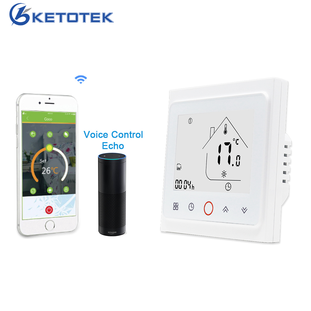WiFi Thermostat Water/Electric Floor Heating Thermostat Water/Gas Boiler Temperature Controller Works with Alexa Google Home