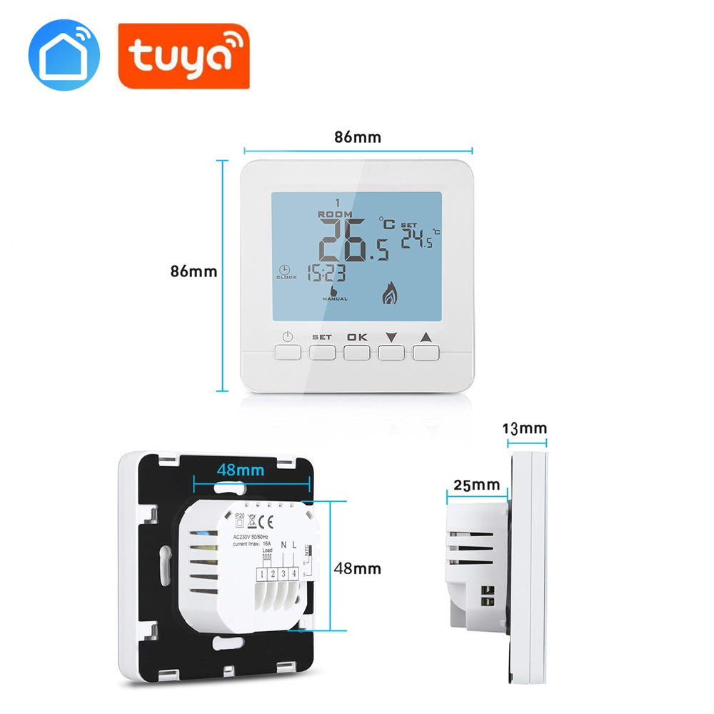 Programmable Thermostat Water Heating Thermostat with Button Temperature Controller Room Temperature Controller 3A