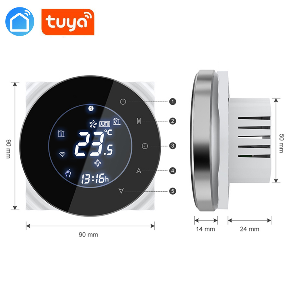WiFi 16A Thermoregulator Touch Screen Thermostat for Warm Floor, Electric Heating System Thermostat with Google Home/Alexa/Echo