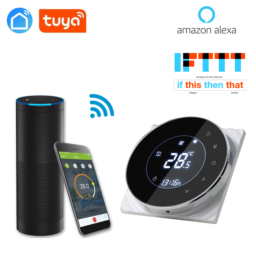 WiFi 16A Thermoregulator Touch Screen Thermostat for Warm Floor, Electric Heating System Thermostat with Google Home/Alexa/Echo