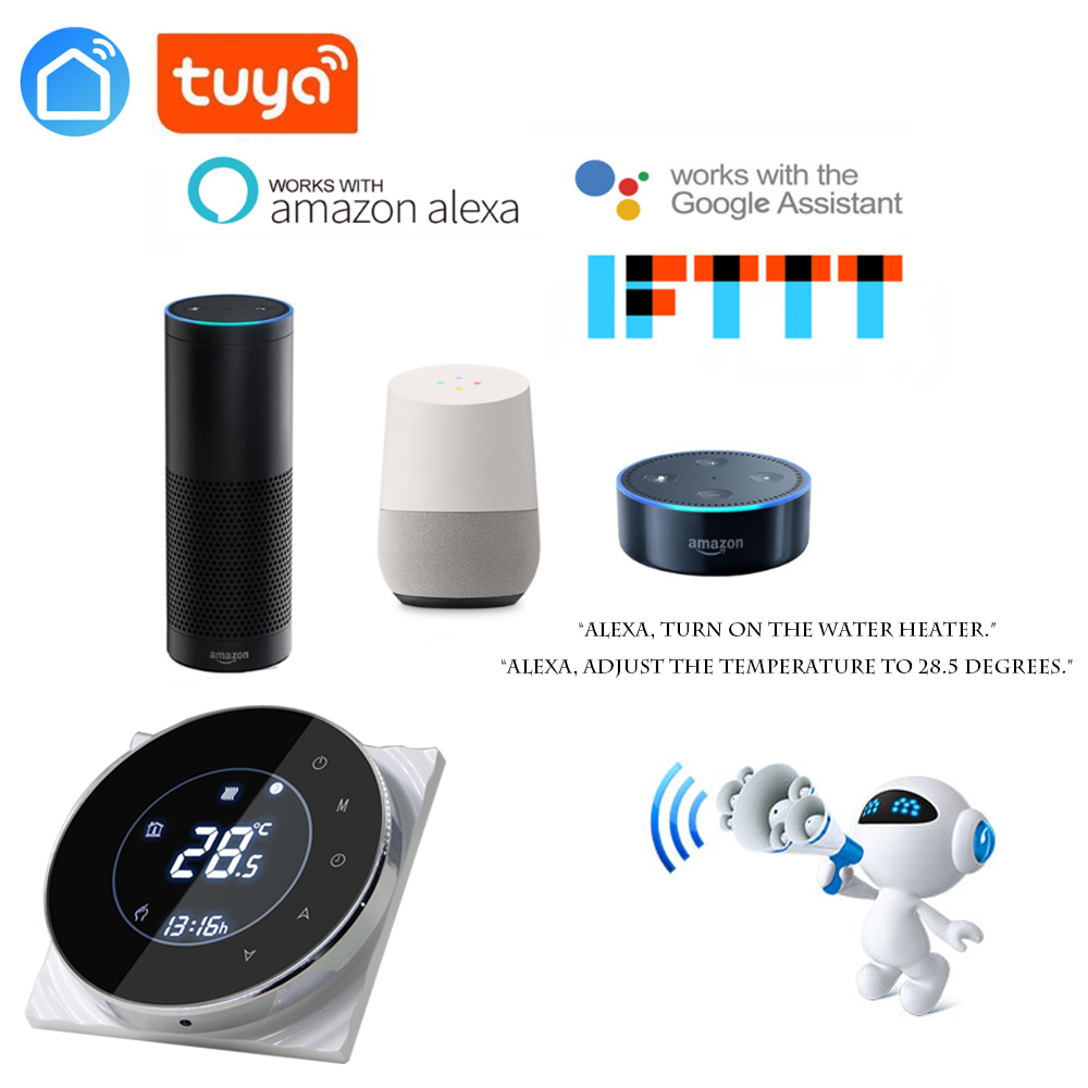 WiFi 16A Thermoregulator Touch Screen Thermostat for Warm Floor, Electric Heating System Thermostat with Google Home/Alexa/Echo