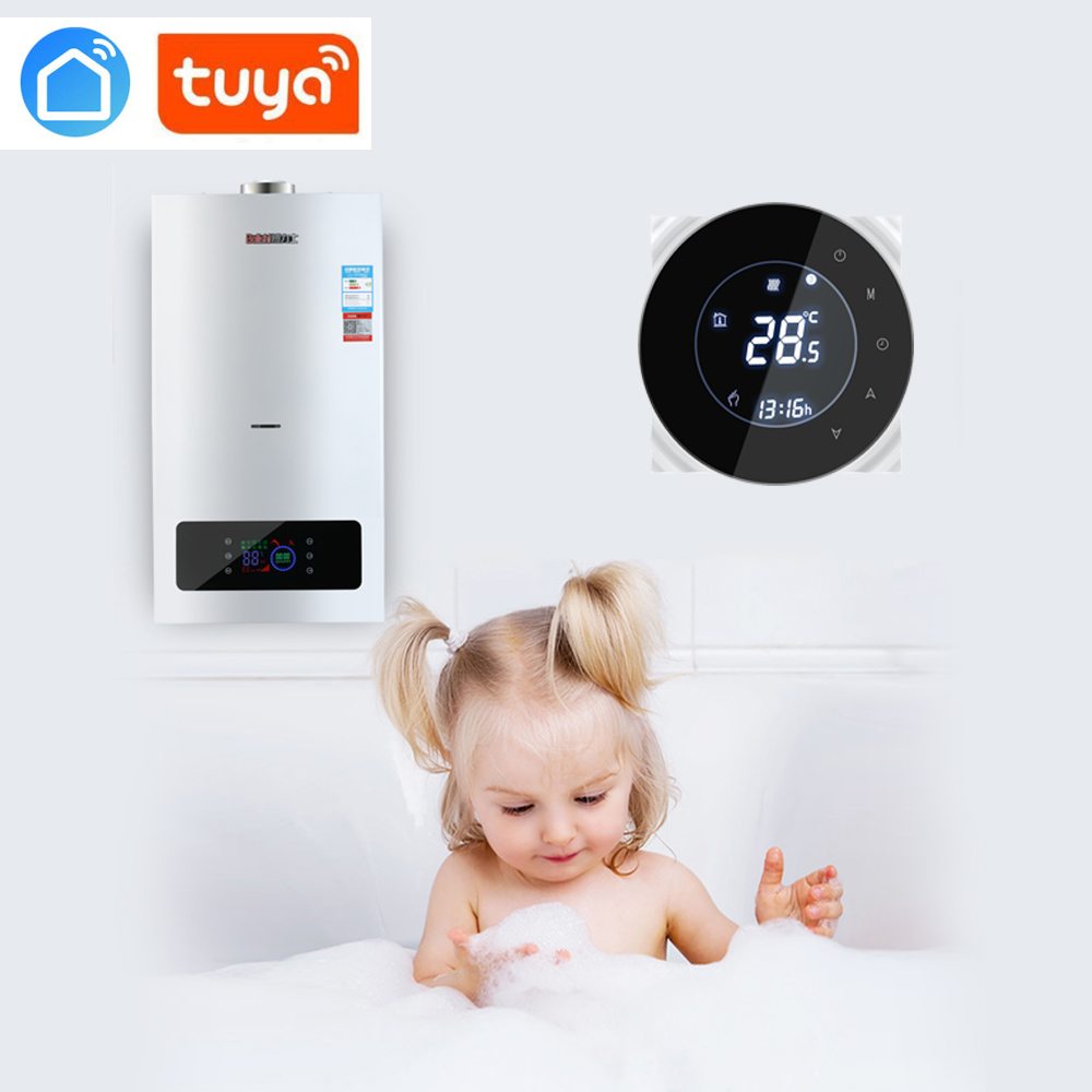 Tuya App WiFi Smart Thermostat Temperature Controller for Gas Boiler Touchscreen LCD Display Thermostat Energy Saving Thermostat