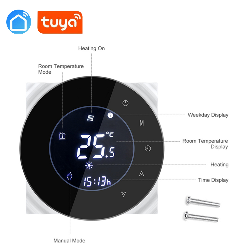 Tuya App WiFi Smart Thermostat Temperature Controller for Gas Boiler Touchscreen LCD Display Thermostat Energy Saving Thermostat