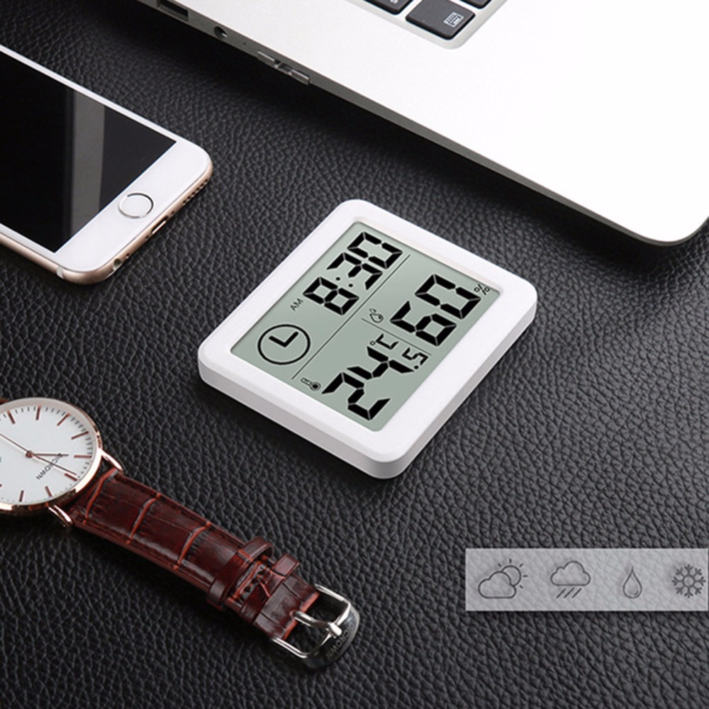 MOES Multifunction Thermometer Hygrometer Automatic Electronic Display Temperature Humidity Monitor Clock 3.2 Inch LCD Screen