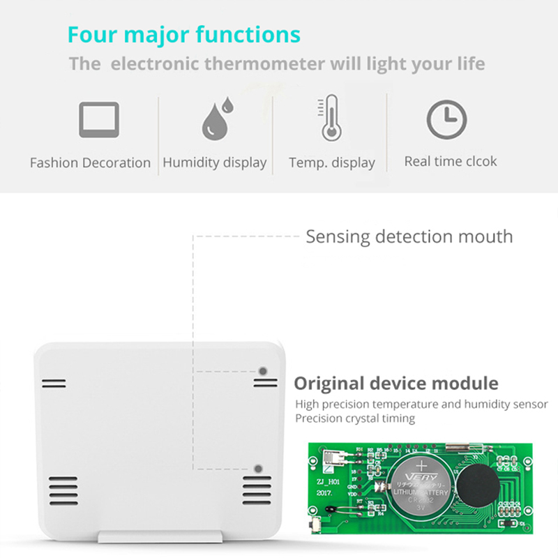 MOES Multifunction Thermometer Hygrometer Automatic Electronic Display Temperature Humidity Monitor Clock 3.2 Inch LCD Screen